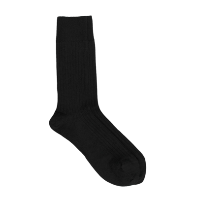 Merino Wool Fluted Socks Black
